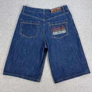 Vintage Mecca Denim Shorts Mens 38 (Fits 36) Blue 14" Inseam Baggy Jean Jort Y2K